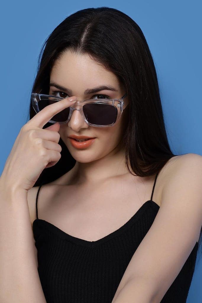 Eyenaks Full Rim Unisex Sunglasses | UV400 Protection | Retro Design | Durable Metal Hinges | Black Lens | Pack Of 1 (Transparent) view 7