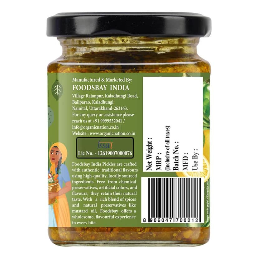 Organic Nation Lemon Chilli Pickle - Nimbu Mirch Twist | Homestyle Taste with Traditional Recipe | Lemon & Green Chilli Achar | Authentic Indian Taste | No Preservatives | 250g view 8