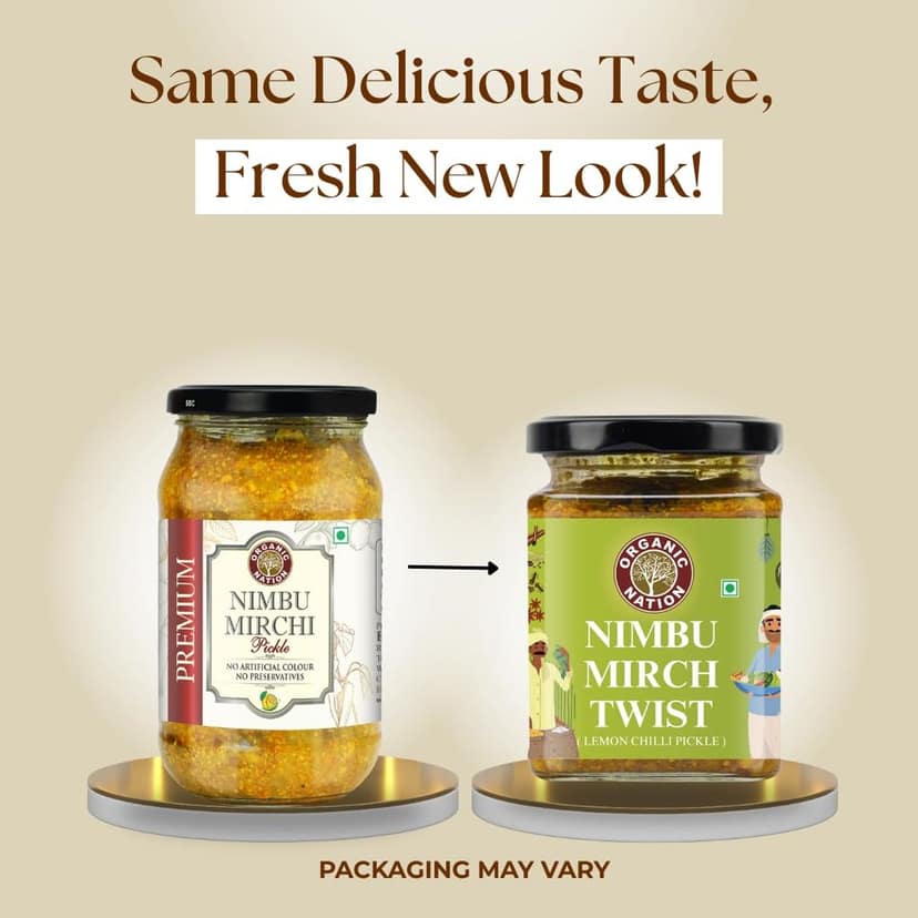 Organic Nation Lemon Chilli Pickle - Nimbu Mirch Twist | Homestyle Taste with Traditional Recipe | Lemon & Green Chilli Achar | Authentic Indian Taste | No Preservatives | 250g view 9