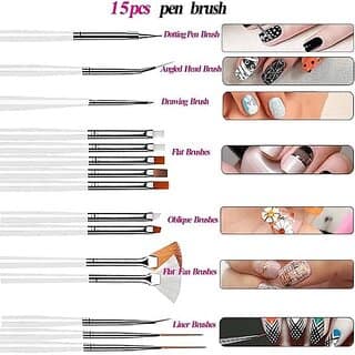 15pcs Kids Nail Art Brushes Nail Art Kit by Indie Nails Nail Art Design Painting and Drawing UV Polish Brush Tool Kit Nail Art Kit for Kids view 2