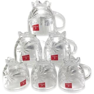 BLINKMAX Transparent Flower Design Tea Cup Coffee Cup Set Made of Crystal Clear Glass 155 ml Pack of 6