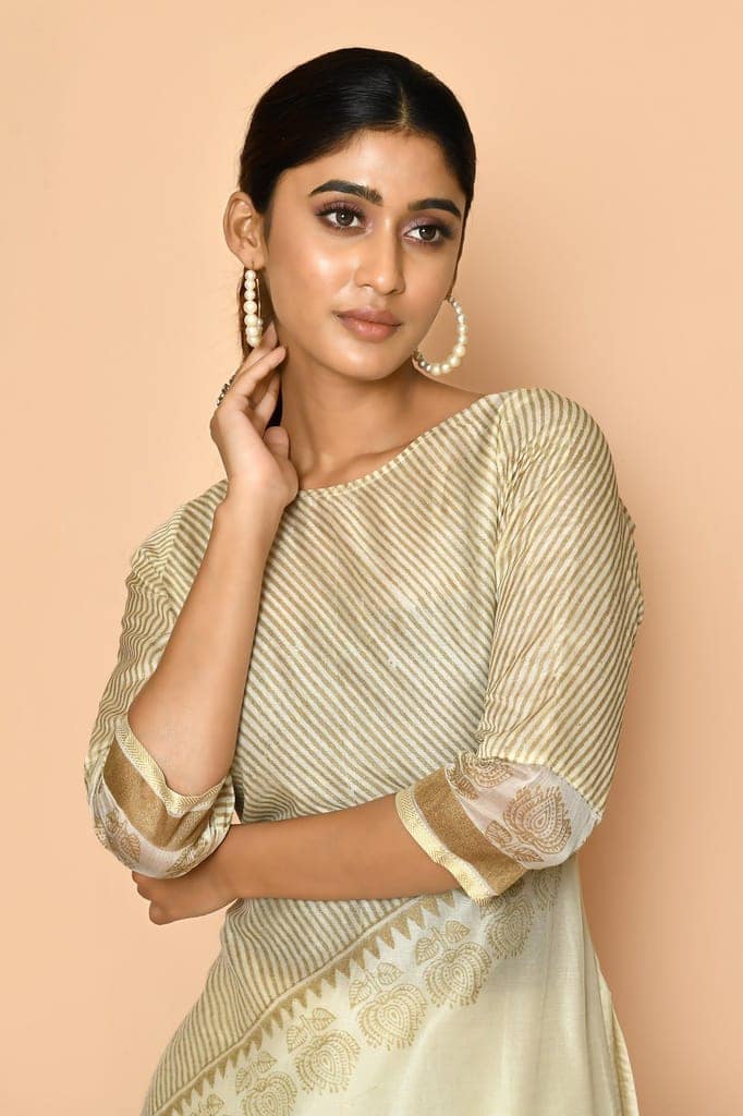Zeba Handloom maheshwari silk kurta set for women view 5