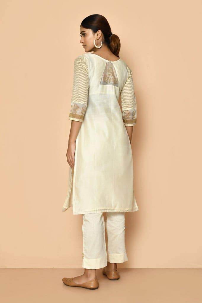 Zeba Handloom maheshwari silk kurta set for women view 7