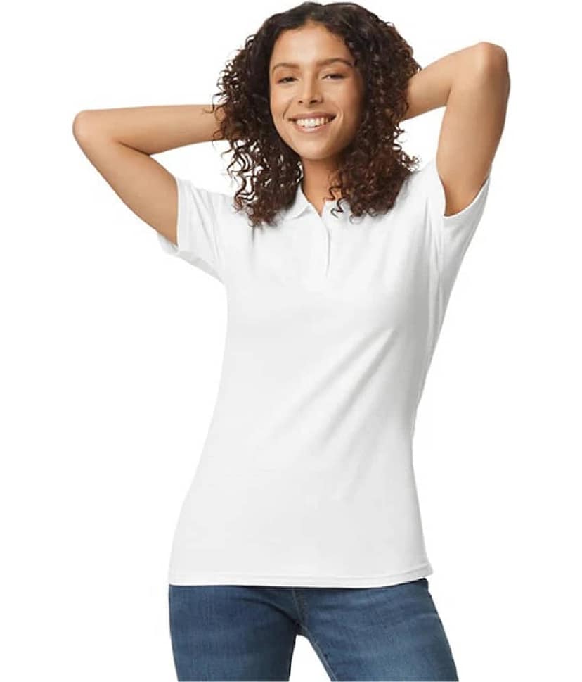 Gildan Women Cotton Solid Regular Fit Polo Collar T-Shirt ( Black ) view 4