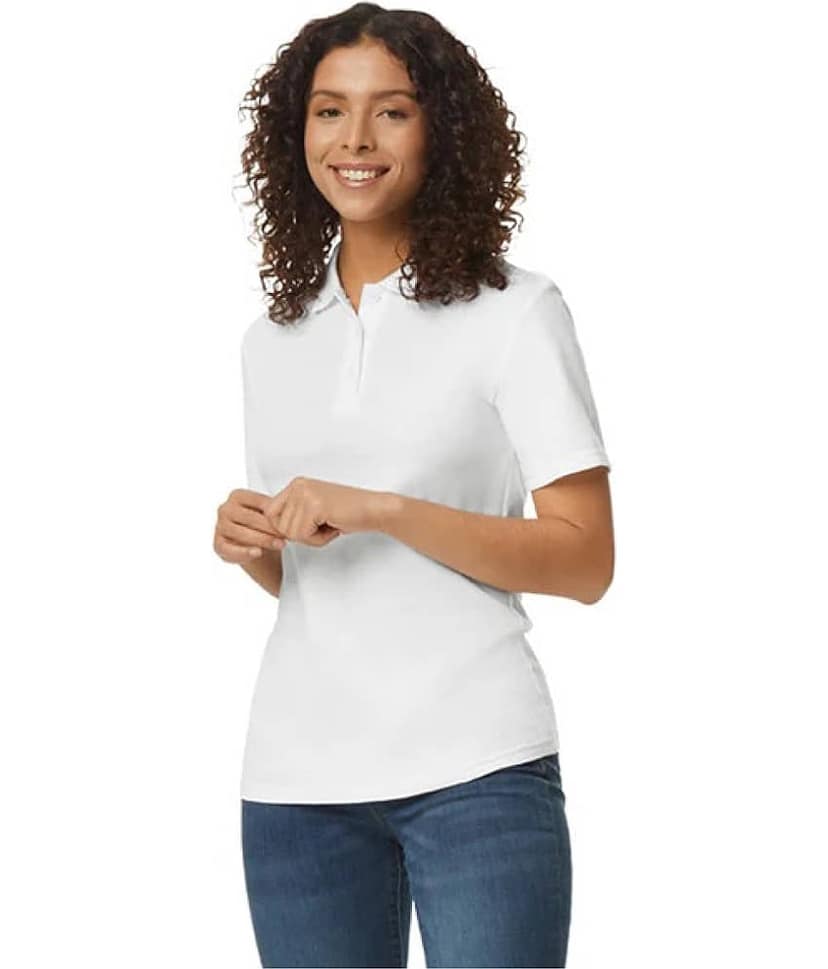 Gildan Women Cotton Solid Regular Fit Polo Collar T-Shirt ( Black ) view 5