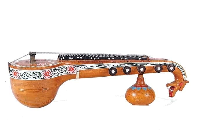 Indian Classical Music Instrument Veena - Handmade Wooden String Instrument with 24 Frets and a Gourd Resonator (showpiece) view 2