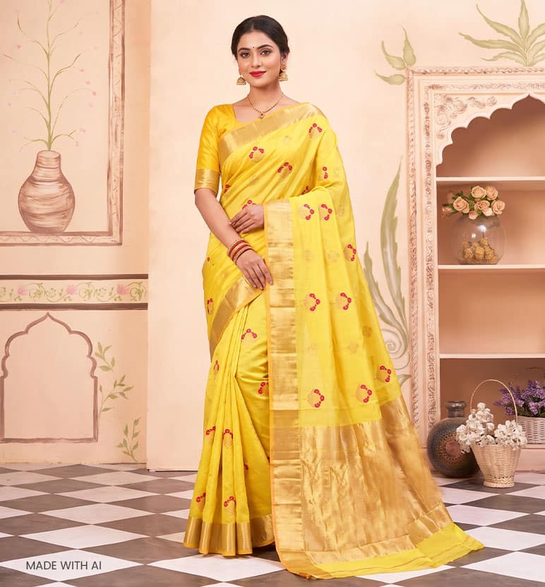 Handloom Chanderi Silk Saree view 7