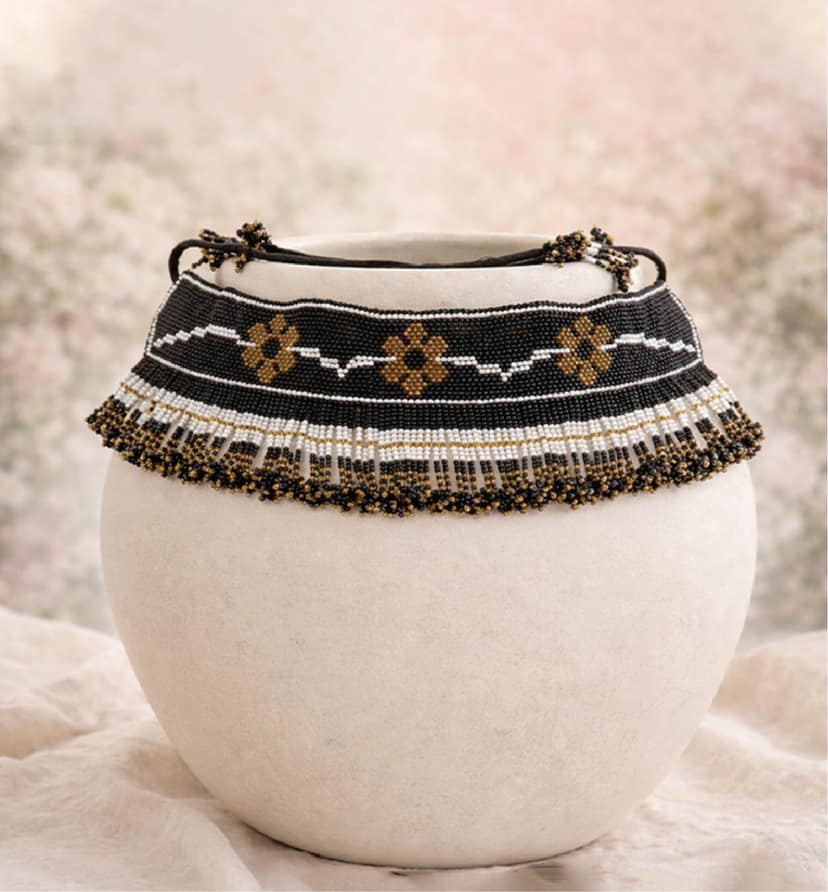 Handcrafted Beaded Choker Necklace Set with Earrings view 2