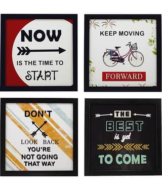 Indianara Motivational Quote Framed Wall Hanging Laminated Painting without Glass, Set of 4, Multi