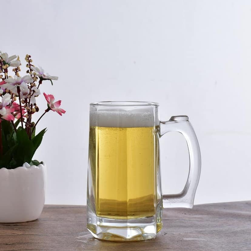 Heavy Base Beer Glass,400 ML,Set of 1,Italian Style Jumbo Beer Mug with Handle,Elegant & Durable Glassware for Beer, Lager & Ales,Perfect for House Parties & Restaurants,Ideal for Gift view 2