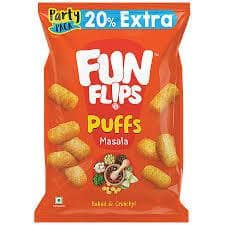 Fun Flips Puffs - Masala, Baked & Crunchy, Healthy Snacks, 75 G