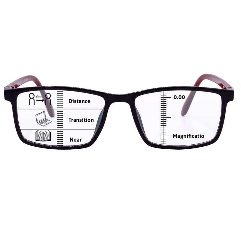 Hrinkar Blue Cut Progressive Reading Glasses for Men and Women with Anti Glare Lens | Black & Red | HRPRO11-BK-RD view 3
