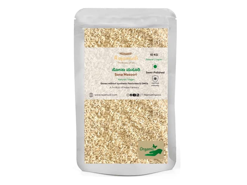 Rajamudi Organics Organic Sona Masoori Rice Semi Polished - 10 Kilogram