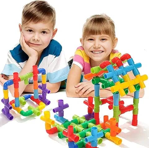 Toy Imagine 30+ Pipe Puzzle Blocks Set for Kids – Creative Building Toys for 3-8 Year Old Boys & Girls – Educational Construction Toy for Learning & Indoor Play – Multicolor Preschool Activity Game view 2