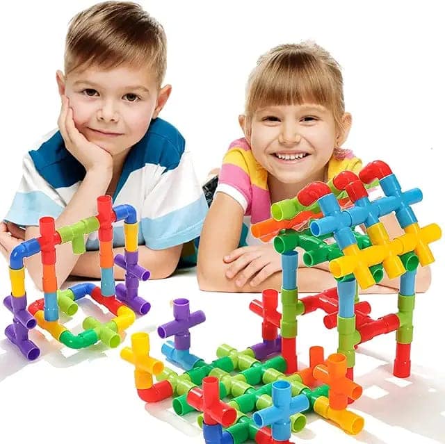 Toy Imagine 30+ Pipe Puzzle Blocks Set for Kids – Creative Building Toys for 3-8 Year Old Boys & Girls – Educational Construction Toy for Learning & Indoor Play – Multicolor Preschool Activity Game view 3