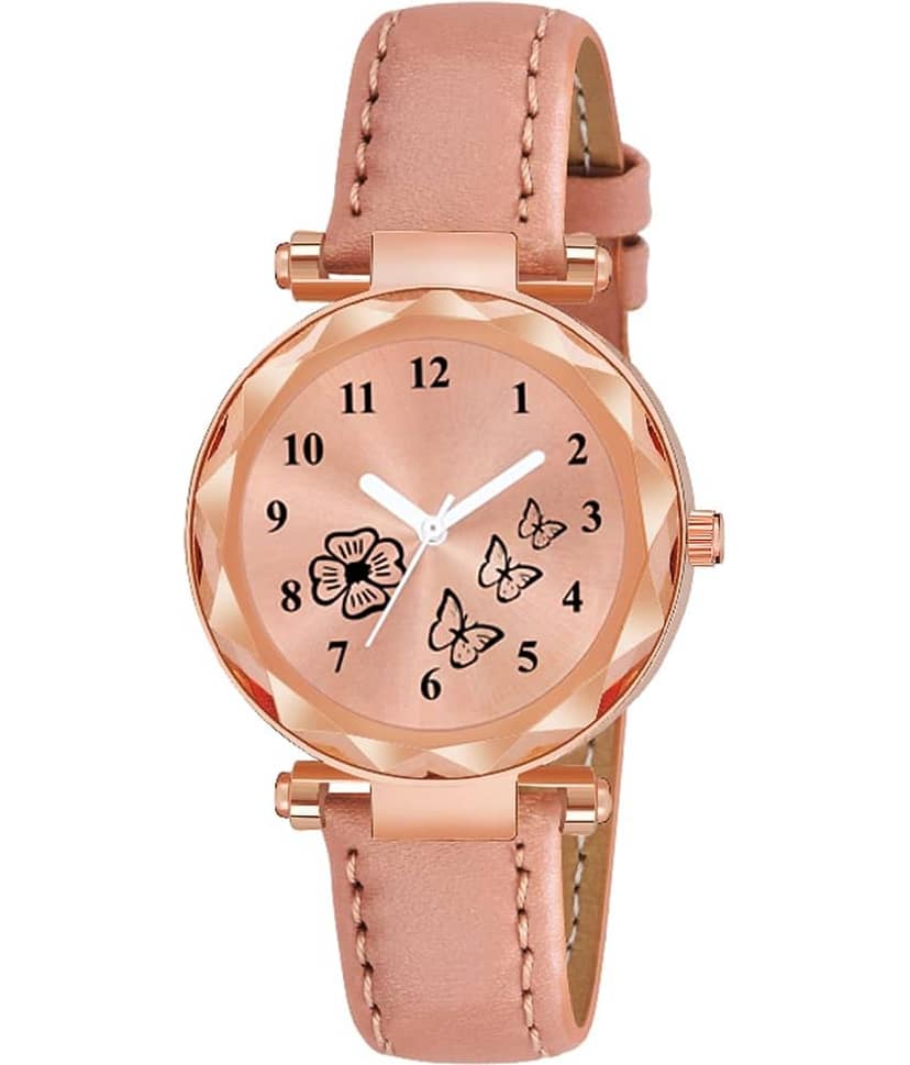 KIARVI GALLERY Peach Leather Analog Womens Watch