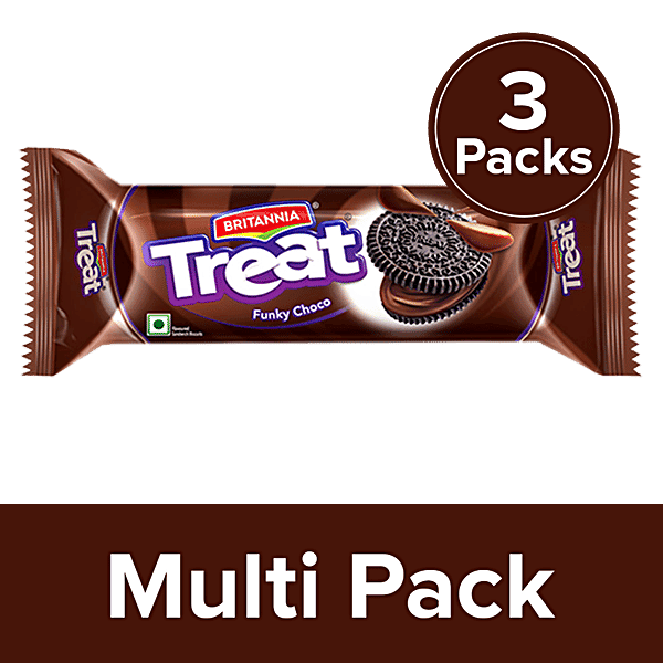 Britannia Treat Biscuits - Funky Choco, 3x120 g Multipack