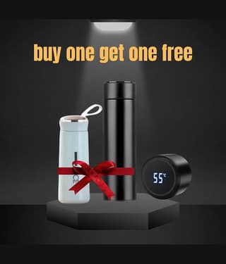 Brite WATER BOTTLE Black Steel Water Bottle 500 mL ( Set of 2 )