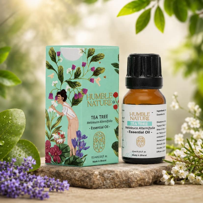 Humble Nature Tea Tree Essential Oil 15 ml | Steam Distilled Melaleuca Alternifolia Oil | Natural Plant Extract | For Skincare, Haircare, Diffuser, Aromatherapy, DIY Blends, Massage & Home Fragrance