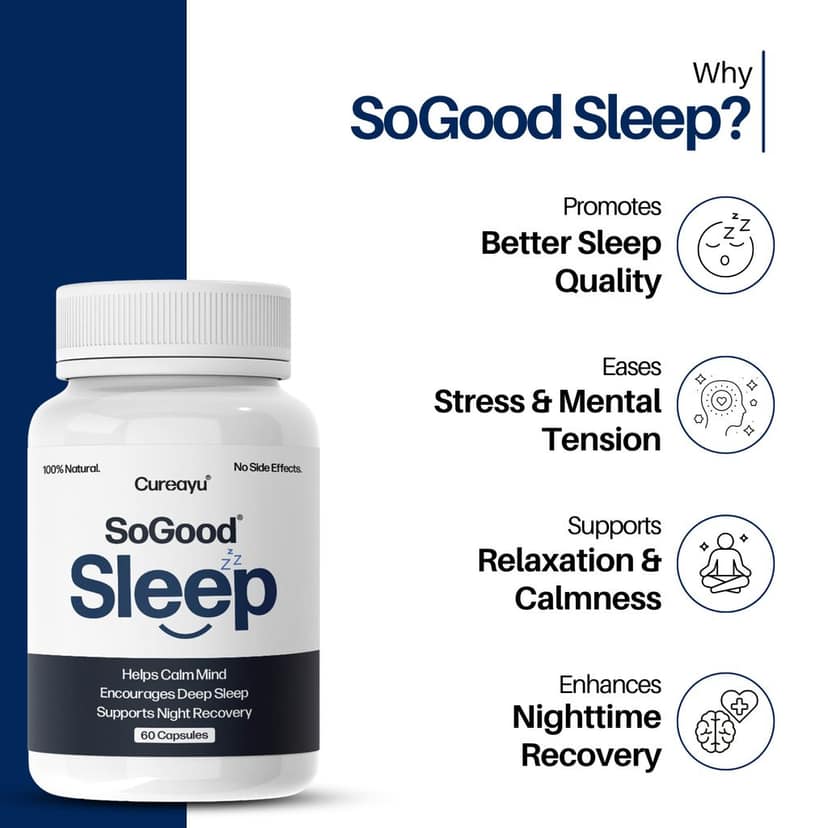 Cureayu SoGood Sleep Capsules | Ayurvedic Sleep Support | For Deep Rest & Calm Mind | 60 Capsules view 2