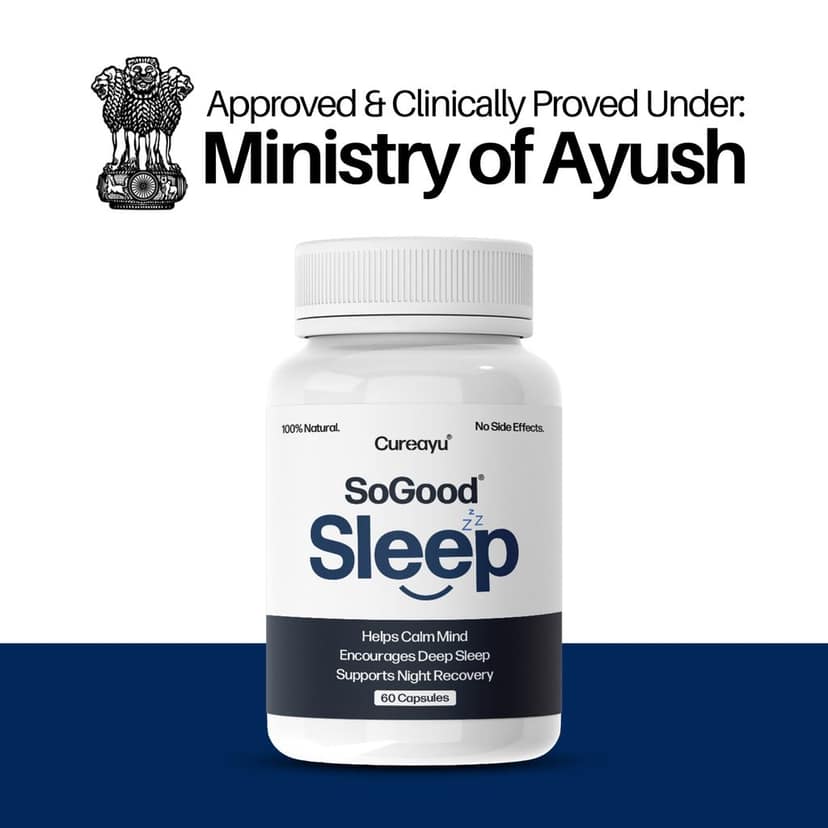 Cureayu SoGood Sleep Capsules | Ayurvedic Sleep Support | For Deep Rest & Calm Mind | 60 Capsules view 3
