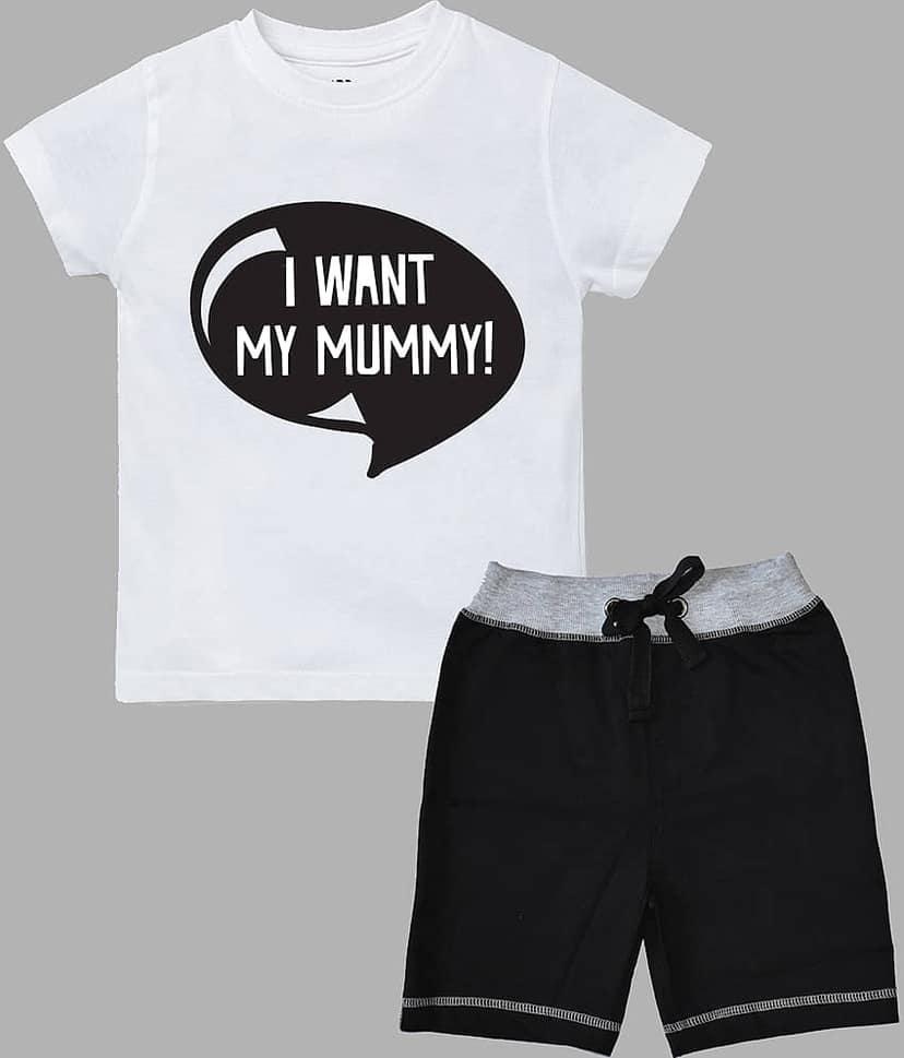 ETCHED DESIGN Pack of 1 Boys Cotton T-Shirt & Shorts Set ( Multicolor )