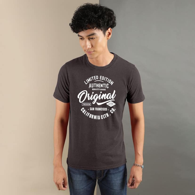 Ftx Men Printed Roundneck Cotton Rich Half Sleeve Tshirt