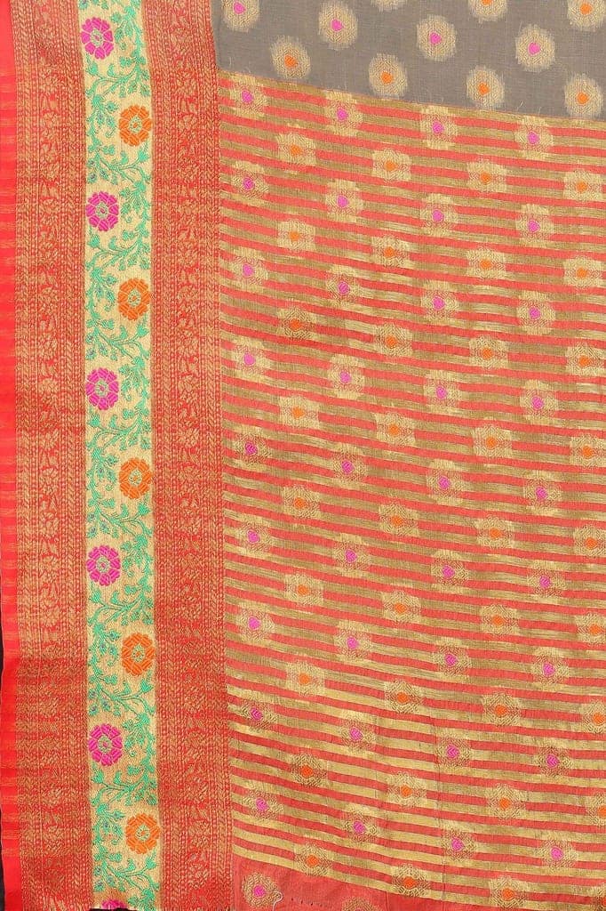 Women's Cotton Woven Grey Saree view 6