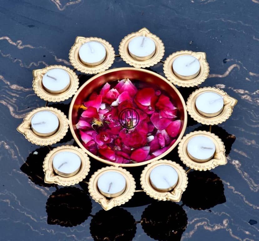 Decorative Urli Bowl for Flowers and Tea Light Candles(10 Inch) Festival Decoration Traditional Urli Bowl .(Diya urli 10k) view 2