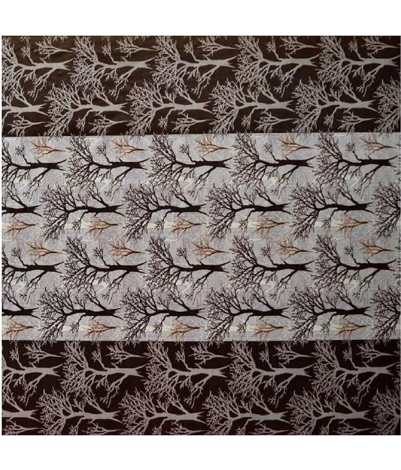 Phyto Home Floral Semi-Transparent Eyelet Window Curtain 5 ft Pack of 2 -Brown view 2