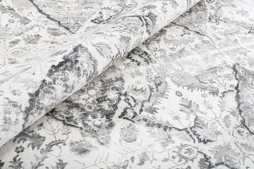 Neu Looms Iris Area Rug Elegant Grey and Sky-Blue Flower Design view 2