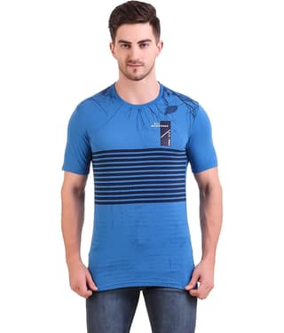Bravezi Pack of 1 Cotton Blend Slim Fit Men's T-Shirt ( Blue )