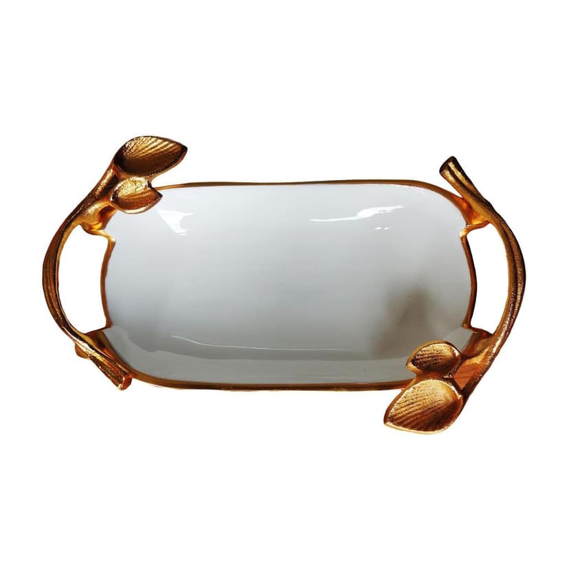 Aluminium Decorative Tray Gold & White (AMAS3179/13) view 2