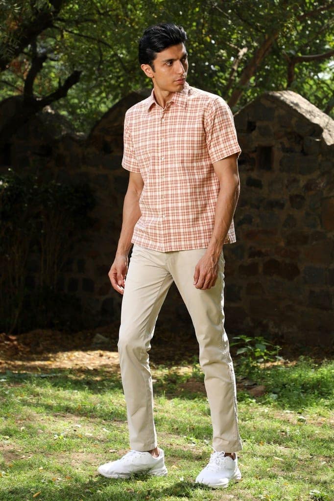Arka Cotton Checked Half Sleeve Shirt view 3