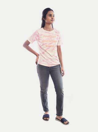 Teen Girls Coral Printed Crew Neck T-Shirt