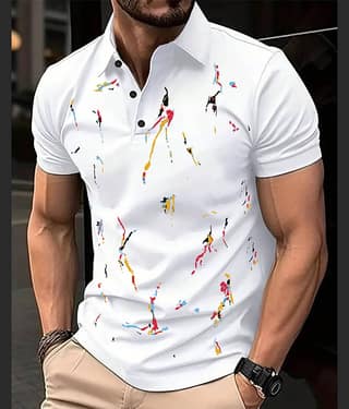 AUSK Men Cotton Blend Regular Fit Printed Polo T Shirt ( Teal Blue )