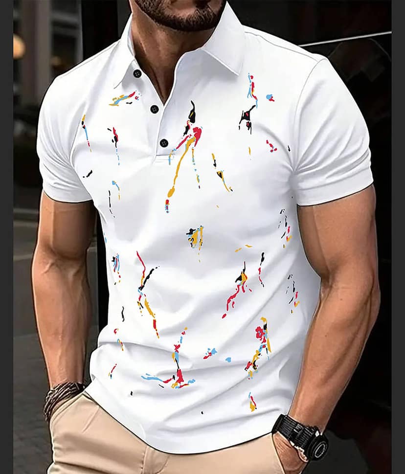 AUSK Men Cotton Blend Regular Fit Printed Polo T Shirt ( Teal Blue )