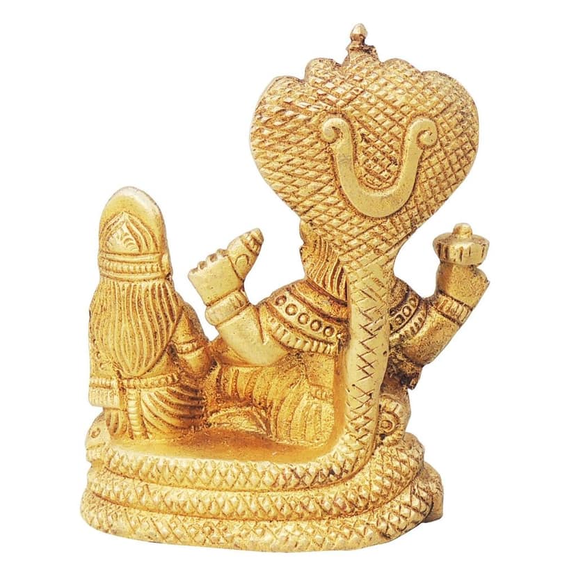 Brass Laxmi Vishnu Ji Idol - Divine Pair Statue for Home Decor, Height : 3.2 Inch (BSMAS1266 B) view 3