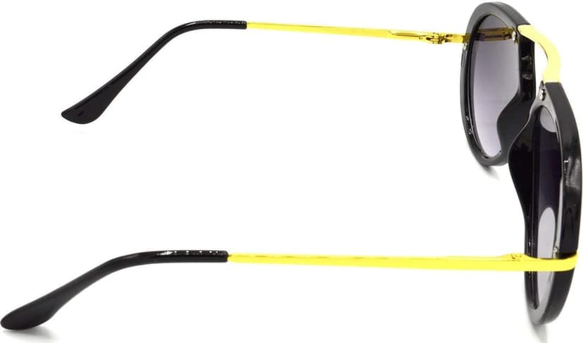 HRINKAR Unisex Pilot Sunglasses Silver & Golden Frame, Yellow & Grey Lens (Medium) - Pack of 2 view 5