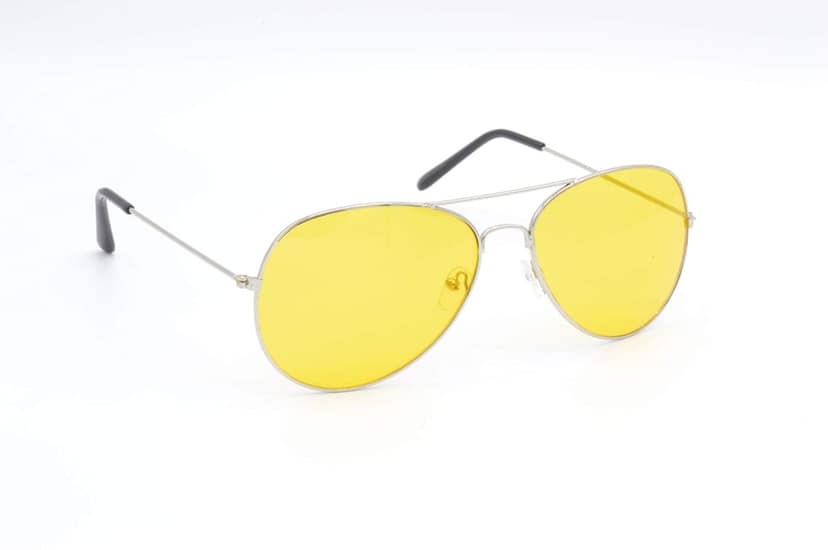 HRINKAR Unisex Pilot Sunglasses Silver & Golden Frame, Yellow & Grey Lens (Medium) - Pack of 2 view 6