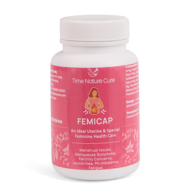 Time Nature Cure Femicap Uterine & Feminine Health Supplement, 60 Capsules, Ayurvedic Formula view 2