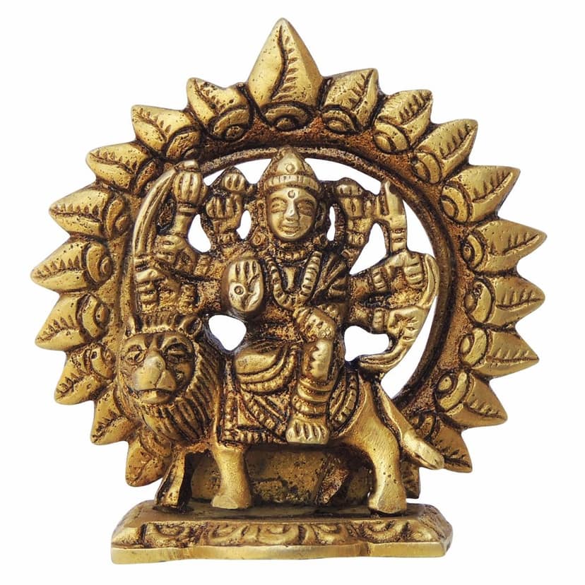 Brass Durga Ji Statue - Beautiful Handcrafted Goddess Idol, Height : 3 Inch (BSMAS1384 C) view 2