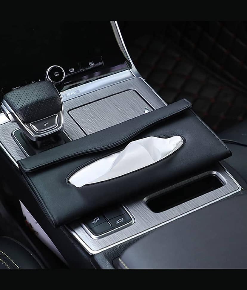 SIAGO Car Tissue Dispenser Leather Black view 2
