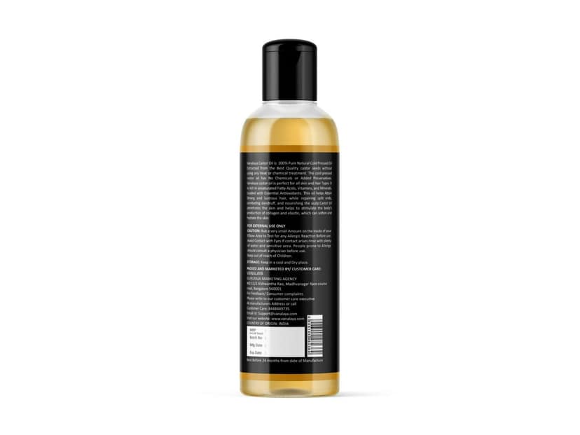 Pure Cold Pressed Castor Oil For Stronger Hair, Skin & Nails, No Mineral Oil & Silicones 200ml view 2