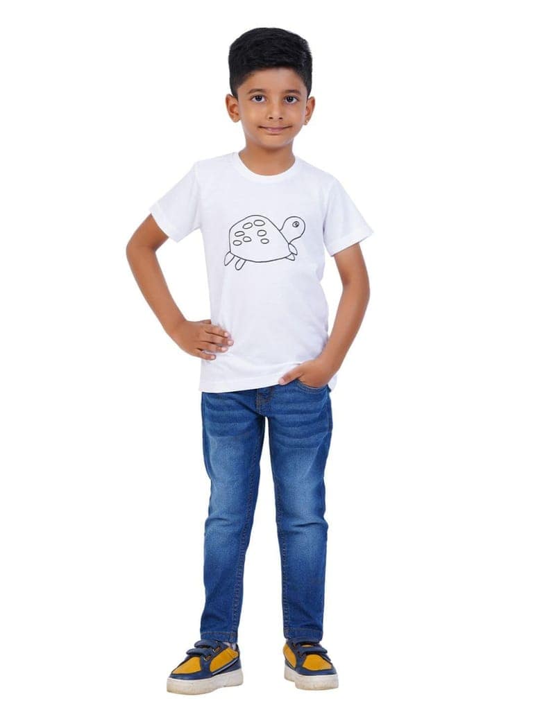 AIR GARB Boys Round Neck Printed Cotton T-shirt for 6-7 Years - Pack of 2 (K67-TW-SGR) Multicolour view 4