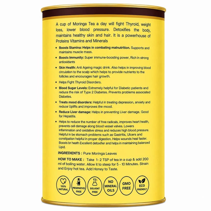 Moringa Tea 50 gm | 100% Moringa Leaves | Nutrient-rich superfood | Support immunity | Metabolism | Detoxification & overall wellness | Caffeine Free Herbal Tea view 3