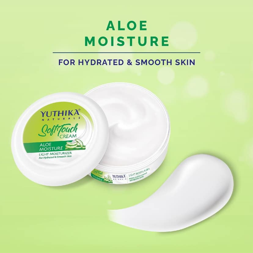 Yuthika Aloe Moisture Light Moisturizer for Face, Hand, Body, Dry Skin Moisturizer Cream for All Skin Types - 300ml view 4
