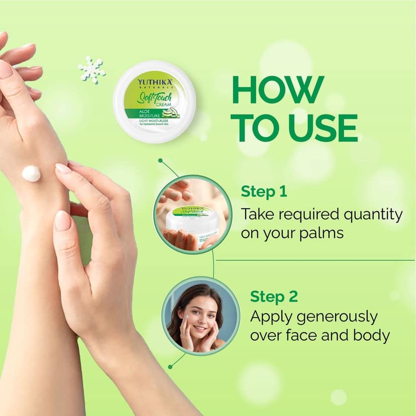 Yuthika Aloe Moisture Light Moisturizer for Face, Hand, Body, Dry Skin Moisturizer Cream for All Skin Types - 300ml view 7