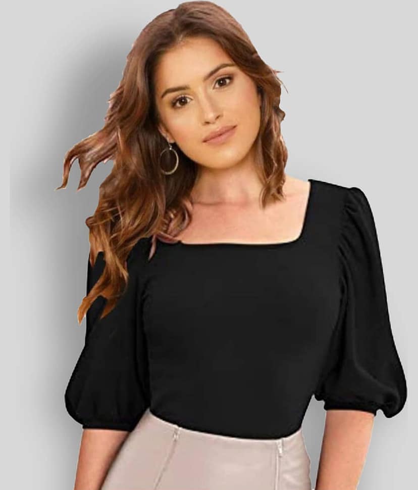 Dream Beauty Fashion Women's Cotton Blend Regular Top ( Black )