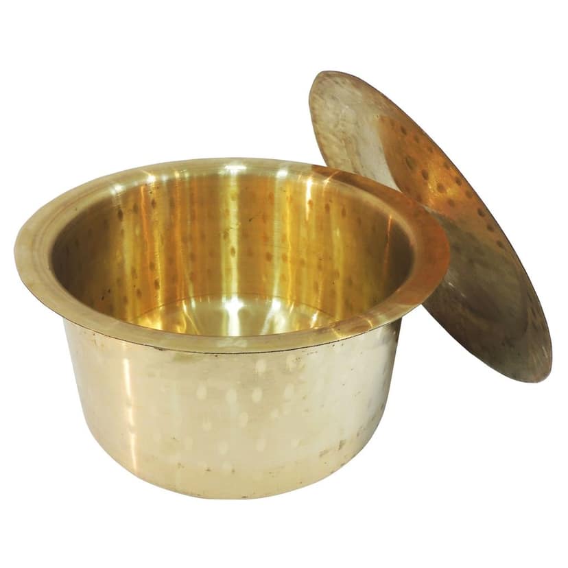 Brass Bhagona With Lid 4 Liter | Traditional Indian Cookware, Height : 5.5 Inch (ZMAS637 E) view 3